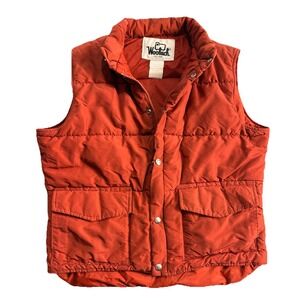 VTG 1970's Woolrich Vest XL Rust Down Puffer Snap Front Pockets Outdoor